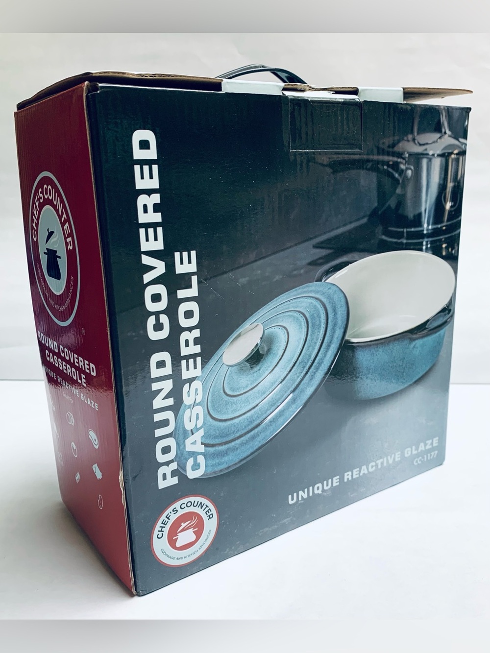 CHEF'S Counter Round Covered Casserole Unique Reactive Glaze Stoneware CC-1177